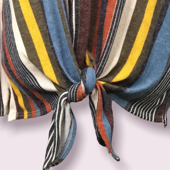 LAST ONE V Neck Striped Bell Sleeve Top - Picture 10 of 14